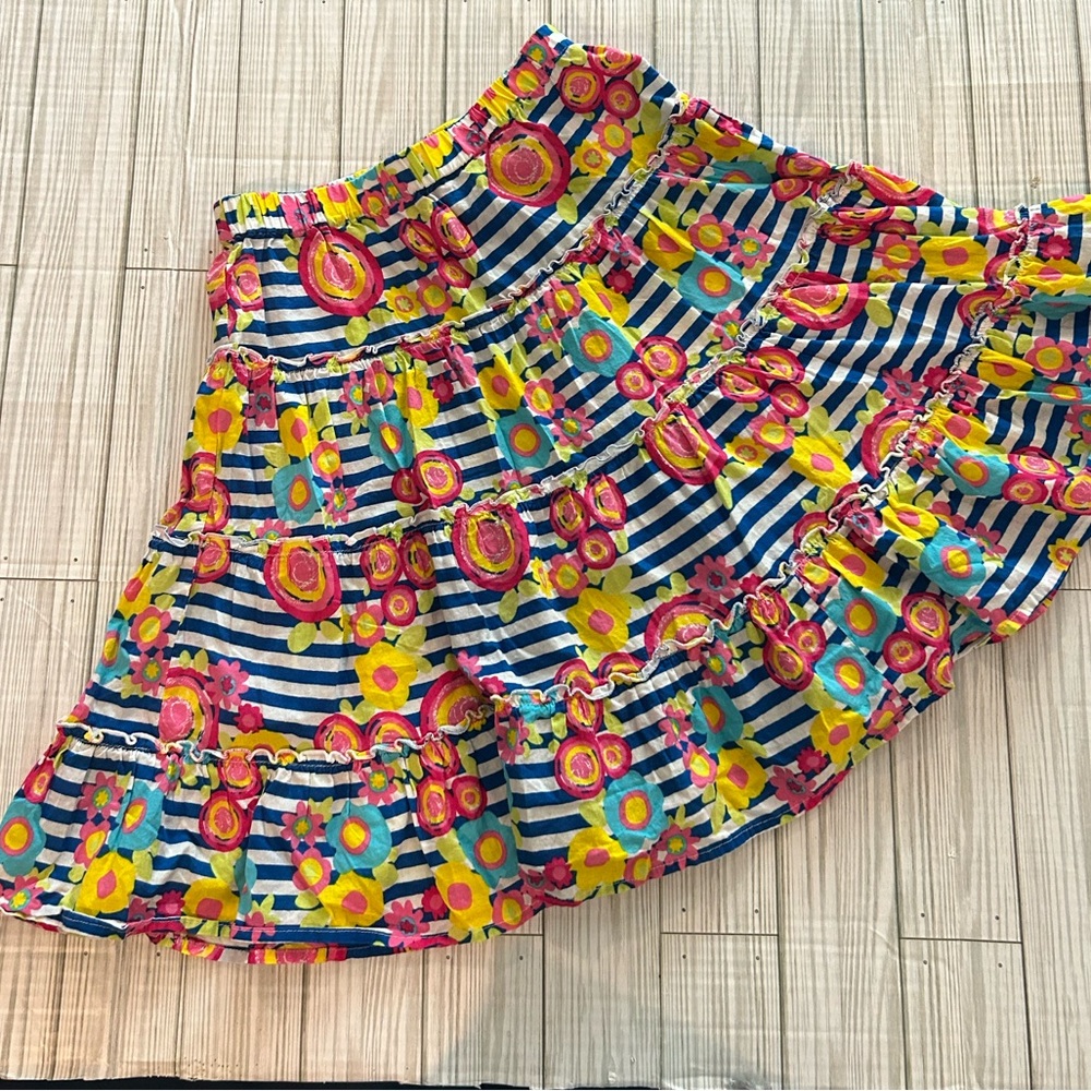 2/$20 J.khaki Girls Floral and Striped Ruffle Skirt